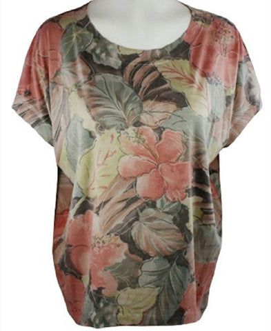Nally & Millie - Multi Floral, Scoop Neck Woman's Top on a Short Sleeve Body