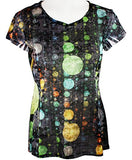 Clotheshead - Rising Bubbles, Cap Sleeve, Burnout Accents, Scoop Neck Fashion Top