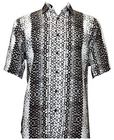 Bassiri Diamonds Short Sleeve Square Hem Black & White Geometric Print Shirt