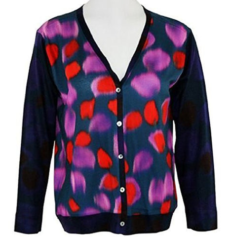 Nally & Millie - Shaded Spots, Purple, Red & Blue, Button Front, Cardigan