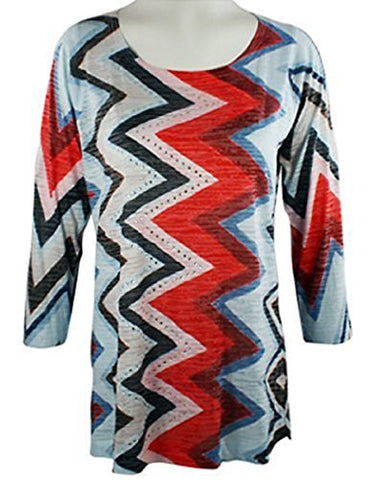 Nally & Millie - Vertical Zig-Zag, Crystal Highlighted, Scoop Neck Tunic