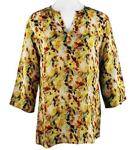 APNY Apparel Colored Branches, V-Neck, Floral Print Lightweight Tunic Top