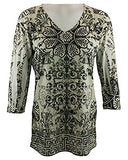 California Bloom Geometric Print Burnout Tunic accented with Rhinestones & Rivets
