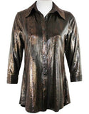 Boho Chic - Snake Skin, Long Sleeve Top, Button Front with