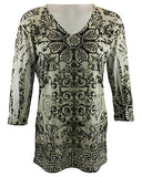 California Bloom Geometric Print Burnout Tunic accented with Rhinestones & Rivets