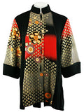 Moonlight - Asian Peacock, Geometric Print, 3/4 Sleeve, Mandarin Collar Jacket