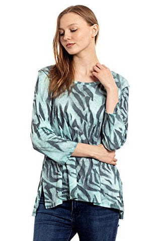 Katina Marie - Free Spirits, 3/4 Sleeve, Ruffled Hem, Baby Rib Merrow Tunic Top