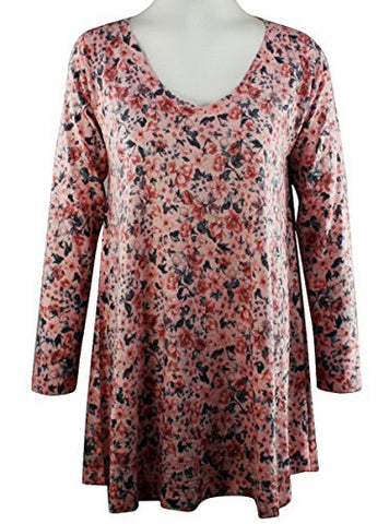 Nally & Millie Ditsy Flowers, V-Neck, Long Sleeve Floral Print Tunic Top