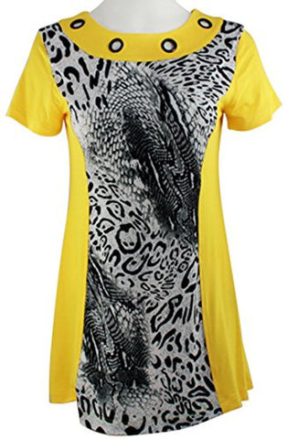 Isabel Clothing - Wilderness View, Short Sleeve Accented Collar Fashion Tunic