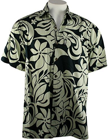 Go Barefoot - Papeete, Banded Collar Classic Hawaiian Men's Shirt Side Vents & Coconut Buttons