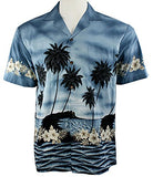 Ky's International Tropical Reefs Fashion Men's Hawaiian Shirt, Glacier Blue