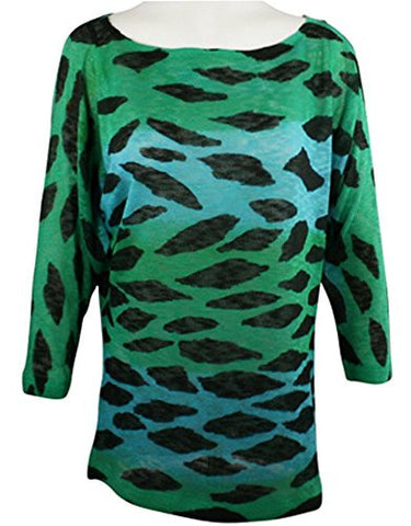 Nally & Millie - Scattered Leaves, Boat Neck Knit Tunic on a 3/4 Sleeve Body