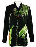 Moonlight Geometric Floral Print, Mandarin Collar, Asian Themed Woman's Top