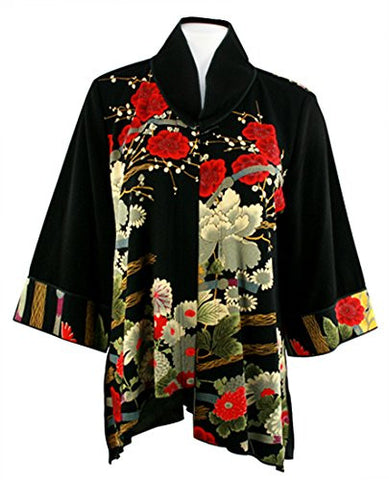 Moonlight - Asian Garden, 3/4 Trimmed Sleeve Asymmetric Hem Jacket