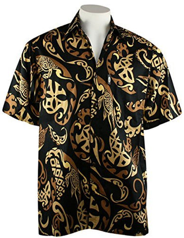 Go Barefoot - Honu Nemo, Banded Collar Classic Hawaiian Shirt Side Vents & Coconut Buttons