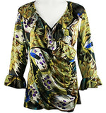 Mesmerize - Butterfly Ruffles, Long Flared Sleeves, Side Seam, V-Neck Top
