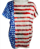 Nally & Millie - USA Flag, Scoop Neck Patriotic Top on a Short Sleeve Body