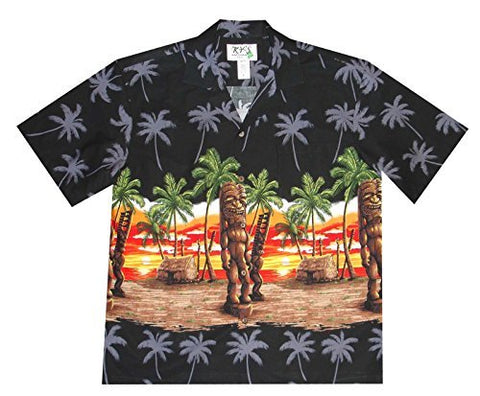 Ky's International - Tikki & Palms, Men's Casual Hawaiian Short Sleeve Shirt