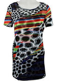 Lynn Ritchie - Spots & Stripes, Short Sleeve, Scoop Neck Top in a Geometric Print