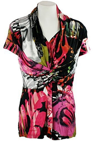 Lynn Ritchie - Color Fusion, Short Sleeve, V-Neck, Gathered Front Top