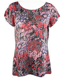 Nally & Millie - Colored Daises, Scoop Neck, Short Sleeve Floral Theme Top