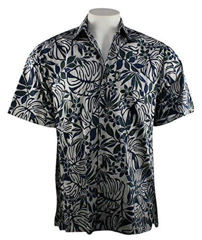 Go Barefoot - Hapa Leaf, Classic Hawaiian Shirt Banded Collar Side Vents & Coconut Buttons