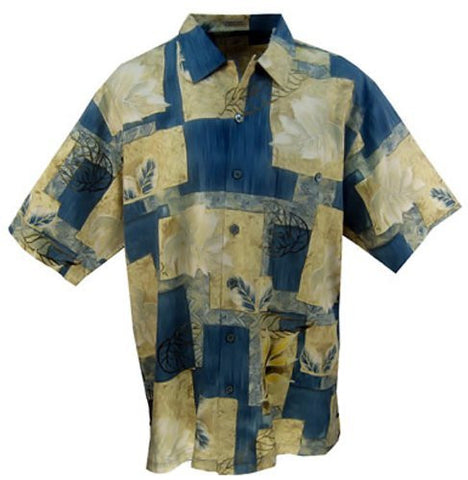 Luau Bamboo Viscose, Sapphire Tee, Men's Shirt Accent Color Twill Taping