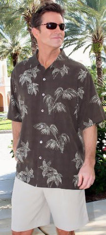 Luau Palm Grove Sportswear Brown, Silk Runway Weave, & Mother of Pearl Buttons