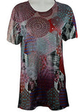 Cactus Fashion - Patchwork Patterns, 3/4 Sleeve, Scoop Neck Sublimation Print Top