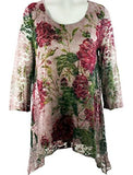 California Bloom - Flowers & Lace, Floral Print Neck with a Lace Accented Front