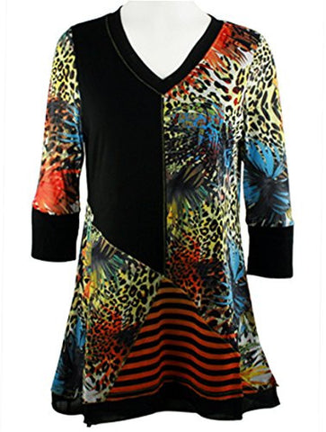 Lior Paris - Safari Patterns, 3/4 Trimmed Sleeves, Animal Print Tunic Top