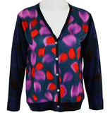 Nally & Millie - Shaded Spots, Purple, Red & Blue, Button Front, Cardigan
