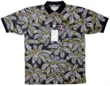 Bamboo Cay - All Over Palm Leaves, Tropical Style, Moisture Wicking Polo Shirt