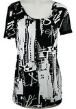 Lynn Ritchie - City Side, Short Sleeve, Scoop Neck Geometric Print Fashion Top