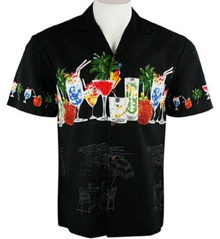 Ky's International Men's Hawaiian Style, Button Front Shirt - Red Woody