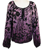 Karen Kane - Plush Purples, Swirl Print Blouson Sleeve Scoop Neck Tie Top
