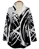 Valentina Signa - Geo Swirls, Long Sleeve Button Front Casual Fashion Jacket