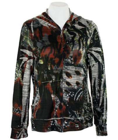 Cubism Divine Passion, Hoodie Geometric Print with Zipper & Front Pockets
