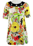 Isabel Clothing - Multi Floral, Short Sleeve Fashion Tunic on a Geometric Print