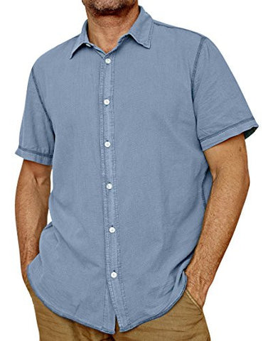Margaritaville - Copen Blue, Lightweight Enzyme Washed Men's Baja Cotton Shirt