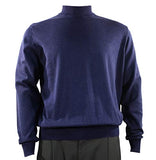 Bassiri Mock Neck, Full Cut, Long Sleeve. Knit Men's Navy Blue Sweater