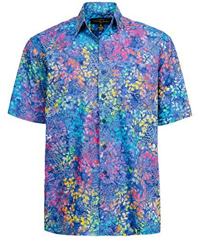 Peter Huntington Sumatra Island Single Pocket Handcrafted Blue Tropical Shirt