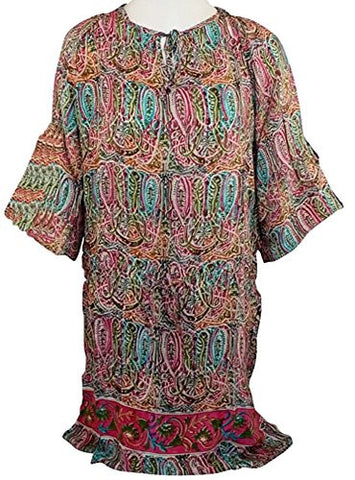 Tolani Apparel - Alexandria Flared Tunic, Paisley Patchwork Pattern Top