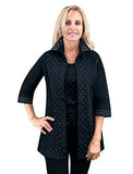 Tia Designs - Jet Diamond, Rhinestone Accented Sleeves & Collar Swing Jacket
