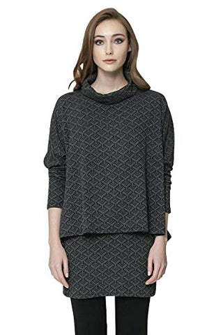 Isle Apparel - Inferno, 3/4 Sleeve, Cowl Neck Ladies Double Layer Fashion Tunic Top