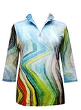 Valentina Signa - Color Flows, 3/4 Sleeve Zip Front Jacket Rhinestone Highlights