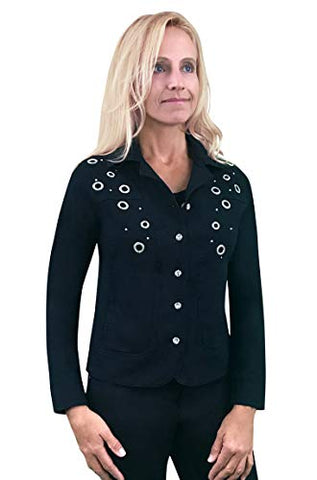 Tia Designs - Diamond Bezel, Long Sleeve, Curved Bottom Black Jacket