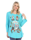 Jess & Jane - Cat Cafe, Mineral Washed, Cotton Sublimation, Fashion Tunic Green Top