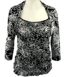 Alison Sheri - Flowers & Vines, Square Neck, Top in a Floral Pucker Pattern