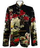 Moonlight - Asian Garden, Black & Red Asian Themed Long Sleeve Jacket